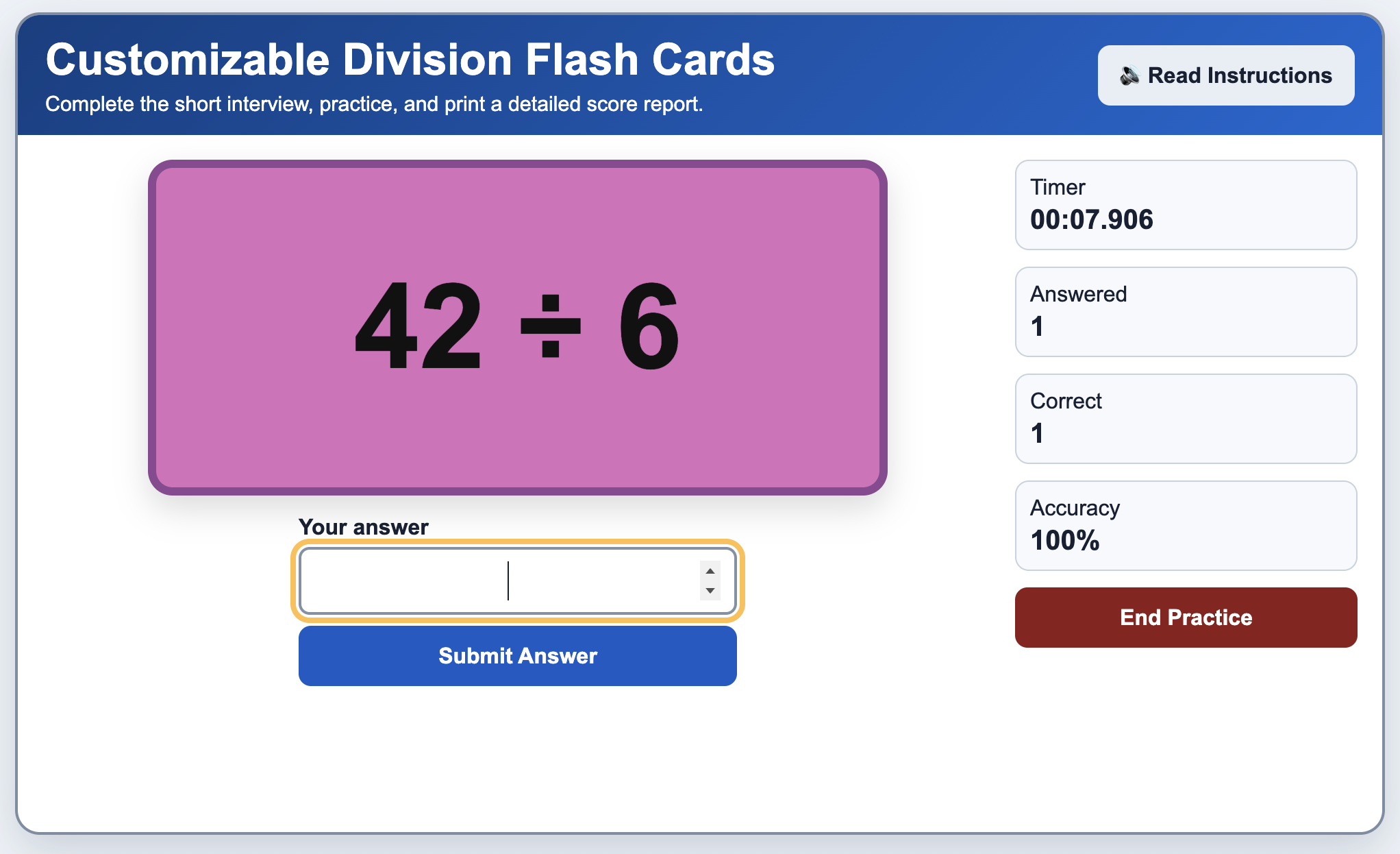 Division Flash Cards SIGMA